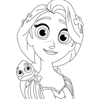 Rapunzel and Pascal coloring page