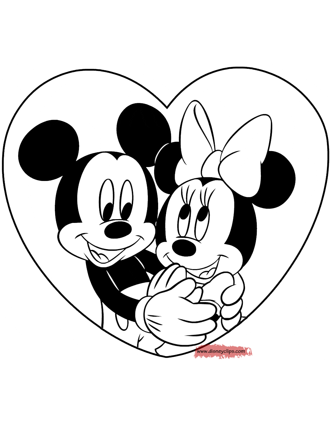 Minnie kissing Mickey coloring page Mickey and Minnie in love