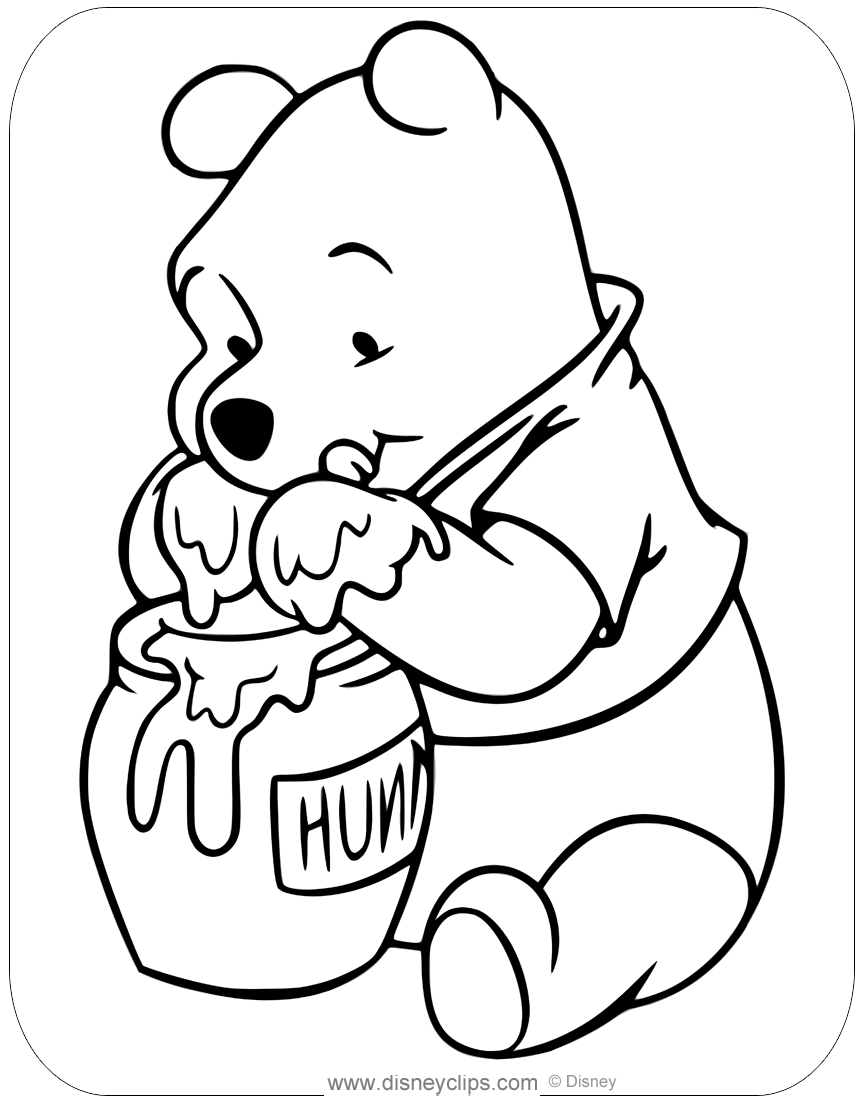  Winnie  the Pooh  Honey Coloring Pages Disneyclips com