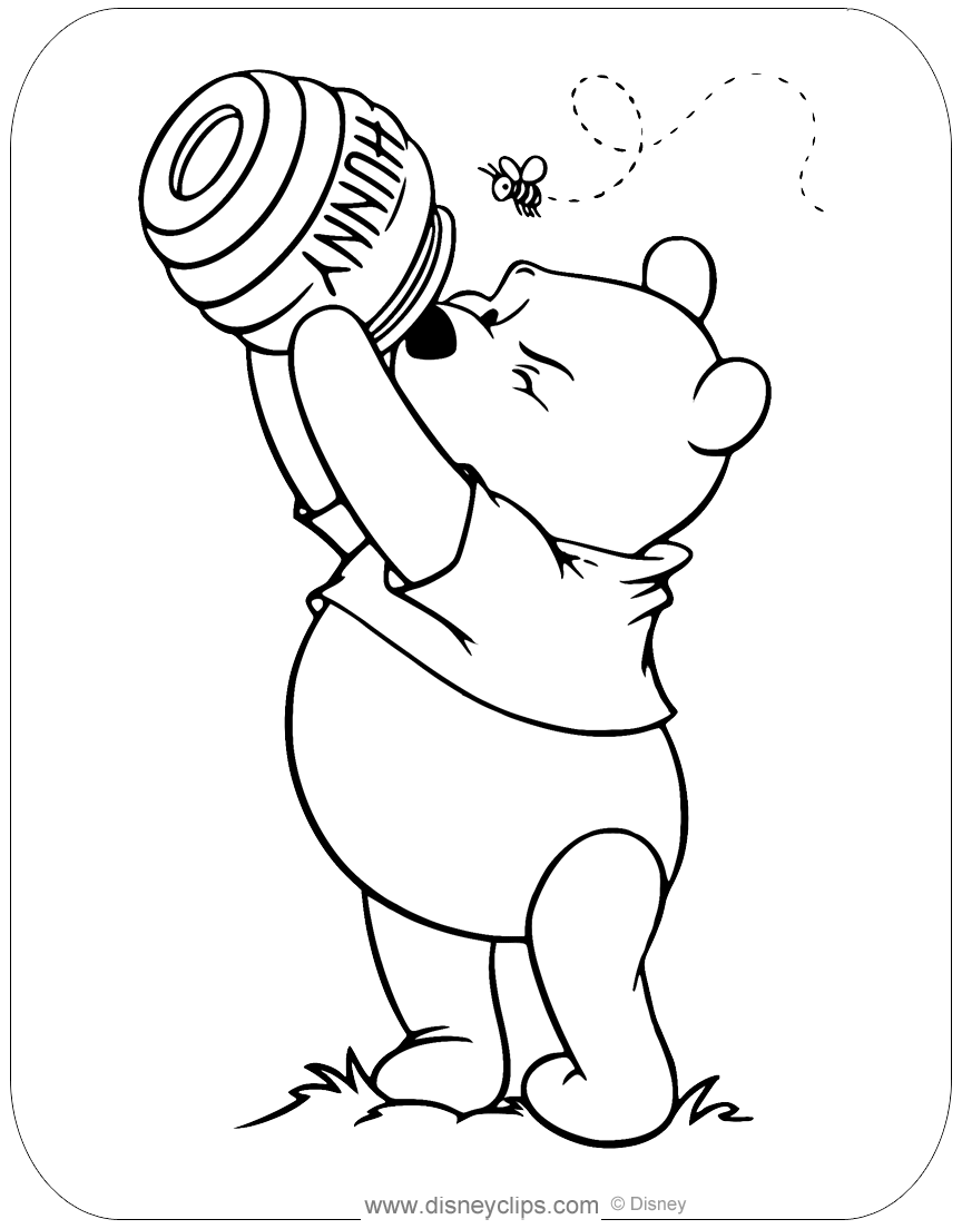 Winnie the Pooh Honey Coloring Pages | Disneyclips.com