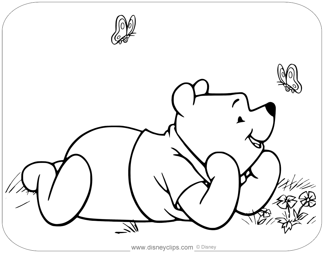 Winnie the Pooh Spring & Summer Coloring Pages | Disneyclips.com