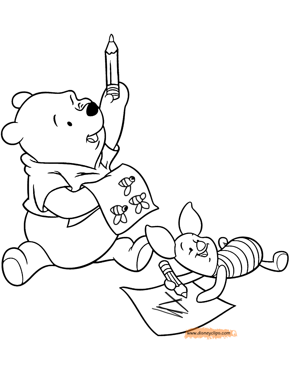 coloring page Pooh Piglet drawing
