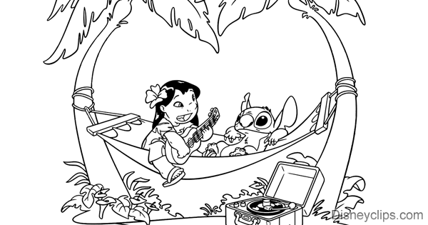 Stitch and his surfboard - Lilo and Stitch Kids Coloring Pages