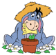 Eeyore sprinkling seeds in pot