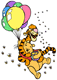 Pooh, Tigger floating from balloons