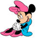 Minnie hugging her knees