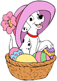 101 Dalmatians puppy in an Easter basket