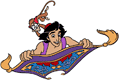 Aladdin, Abu on flying carpet