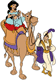 Aladdin guiding Jasmine's camel