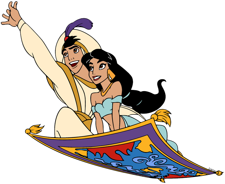 Aladdin And Jasmine On Carpet Drawing