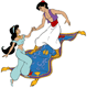 Aladdin, Jasmine on magic carpet