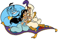 Aladdin, Jasmine, Carpet, Genie