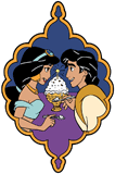 Aladdin and Jasmine sharing an ice cream sundae