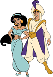 Aladdin posing with Jasmine