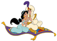 Aladdin, Jasmine on flying carpet