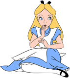 Alice holding her hand to her mouth