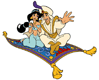 Aladdin, Jasmine on flying carpet