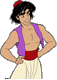 Aladdin with a hand on his hip
