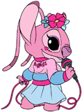 Pop star Angel singing into a microphone