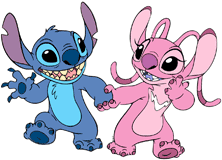 Angel and Stitch holding hands