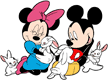 Mickey and Minnie Mouse cuddling Easter bunnies