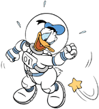 Astronaut Donald Duck in space berating a star