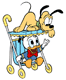 Baby Donald, Pluto in stroller