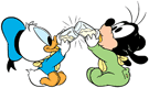 Baby Donald and Goofy drinking milk