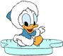 Baby Donald sitting on ice