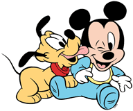 Baby Pluto licking Baby Mickey