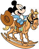 Baby Mickey on rocking horse