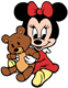 Baby Minnie hugging her teddy bear