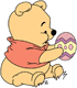 Baby Pooh holding an Easter egg