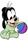 Baby Goofy playing with ball