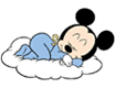 Baby Mickey sleeping on cloud