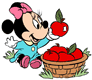 Baby Minnie picking an apple