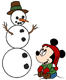 Baby Mickey building a snowman