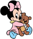 Baby Minnie cuddling teddy bear