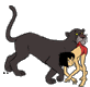 Bagheera carrying Mowgli