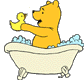 Winnie taking a bath