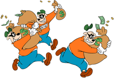 The Beagle Boys running off with cash in bags