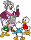 Mrs. Beakly, Huey, Dewey, Louie