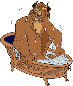 Beast taking a bath