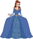 Belle wearing a blue ballgown