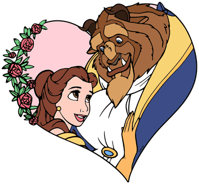 Belle and Beast heart with roses