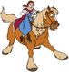 Belle riding Philippe, unsteady on his feet