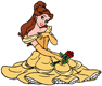 Belle sitting down with roses