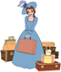 Belle with her travelling luggage