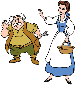 Belle waving to her father Maurice