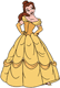 Belle posing in her gold dress